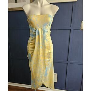 Chic Me Blue and Yellow Snake Print Strapless Dress sz M